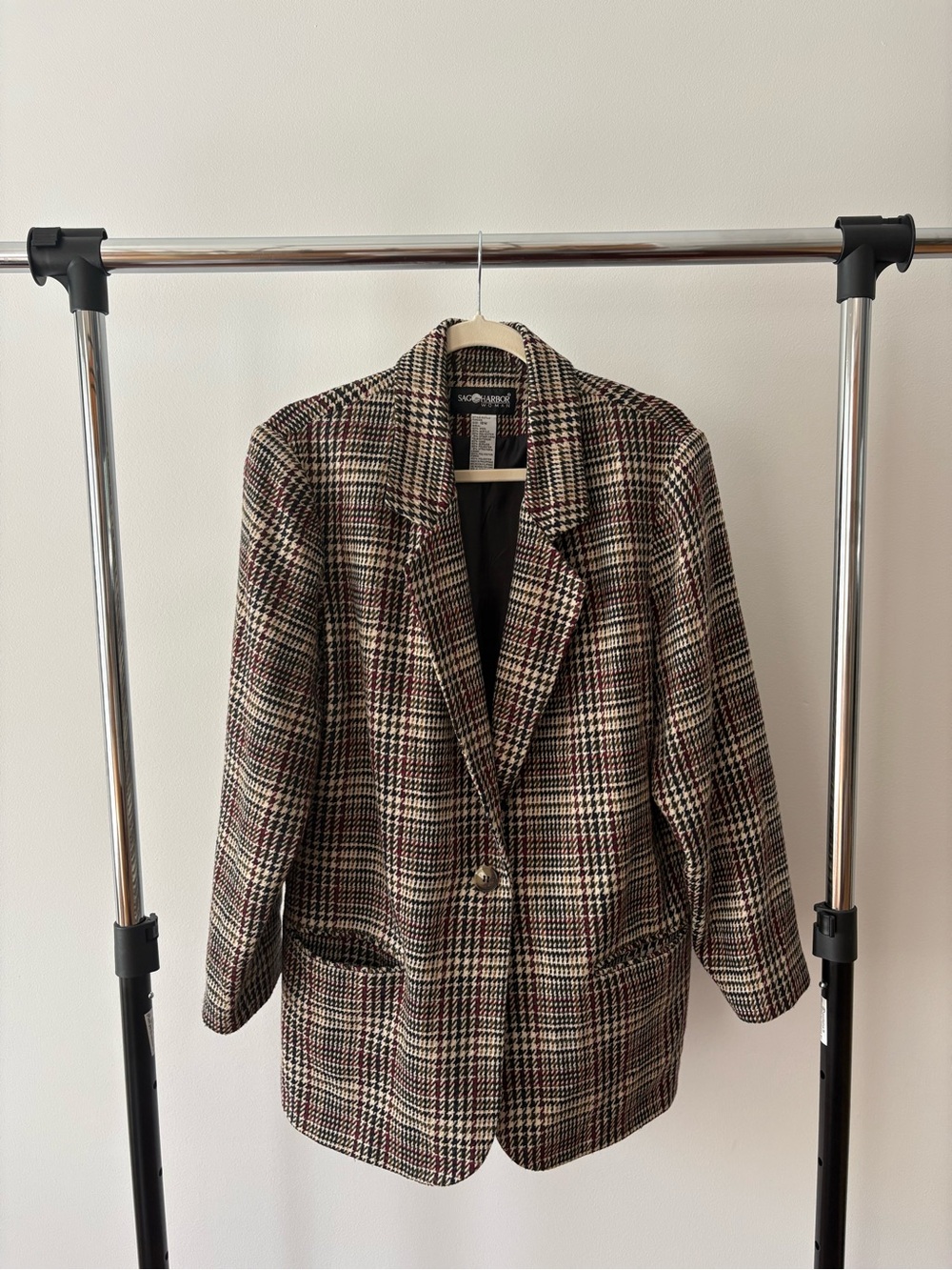 Sag Harbor Checked Blazer in Brown, Black, Red & Cream